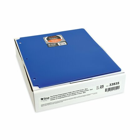 C-Line Products Two-Pocket Heavyweight Poly Portfolio Folder, 3-Hole Punch, 11 x 8.5, Blue, 25PK 33935